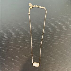 Kendra Scott Rose Gold Necklace with Sparkling Oval Pendant